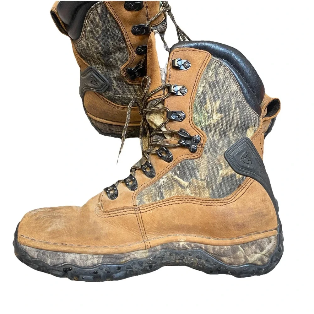 Rocky Boots Men 8.5M Woodland Camo Leather Gore Tex Hunting Utility Workwear
